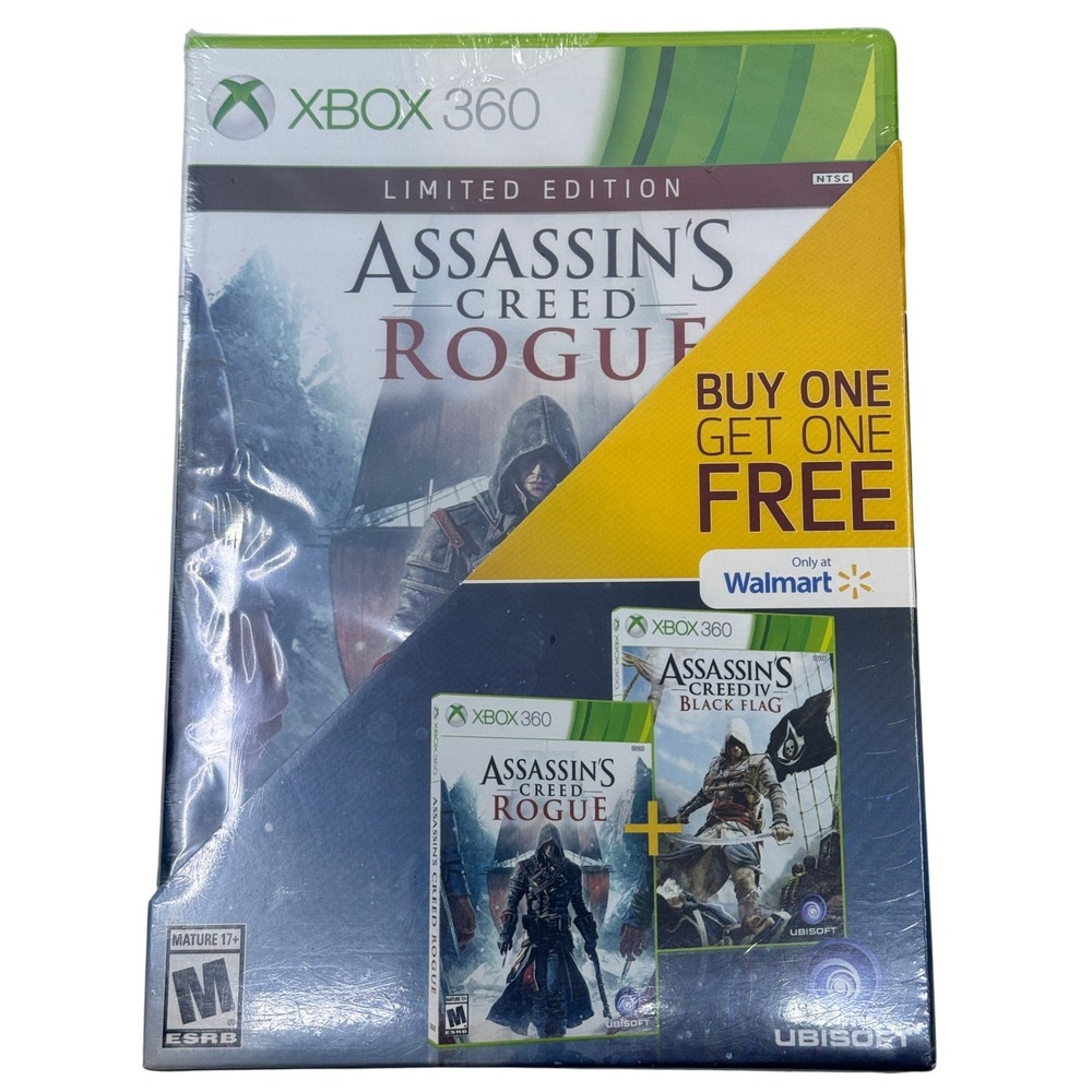 Assassins Creed Rogue & Black Flag Xbox 360 Walmart Limited Edition Bundle NEW